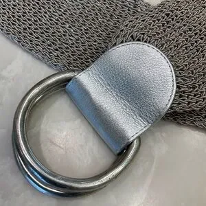 None | Accessories | Silver Woven Wide Belt W Leather Detail  display picture 1